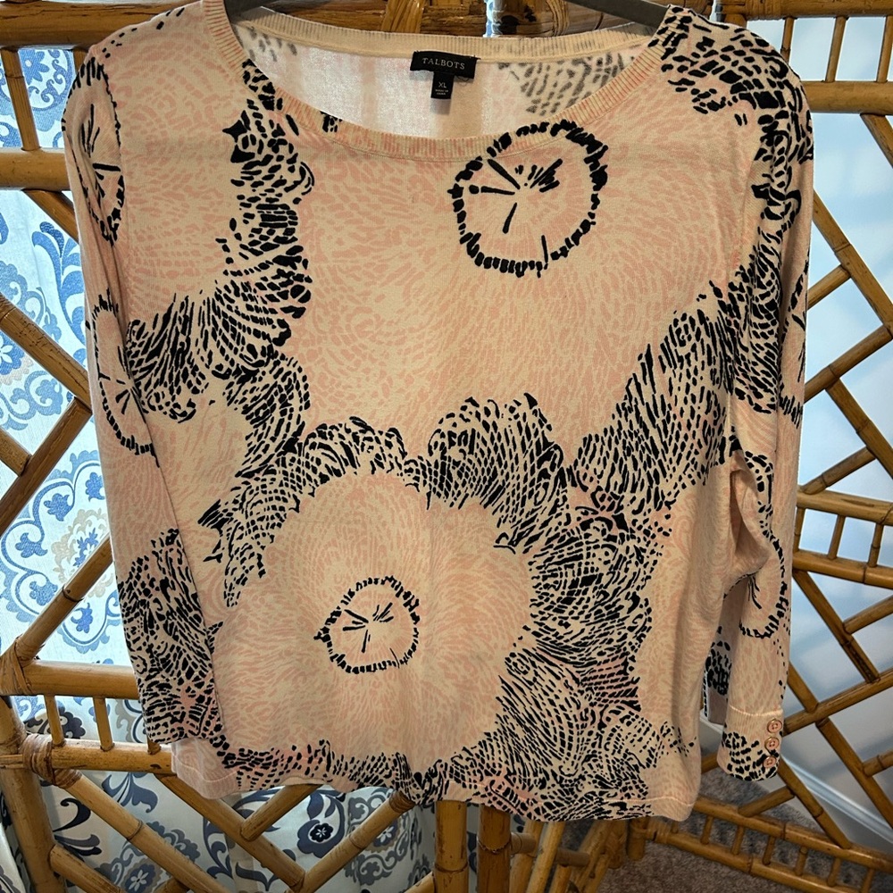 Talbots NWOT Pink & Black Sweater